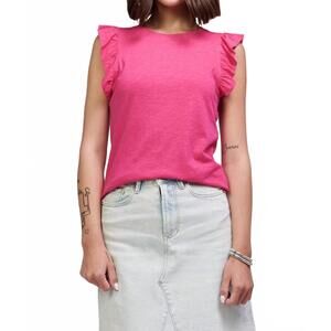 NEW ANOTHER LOVE akiko ruffle cap sleeves top in pink paradise